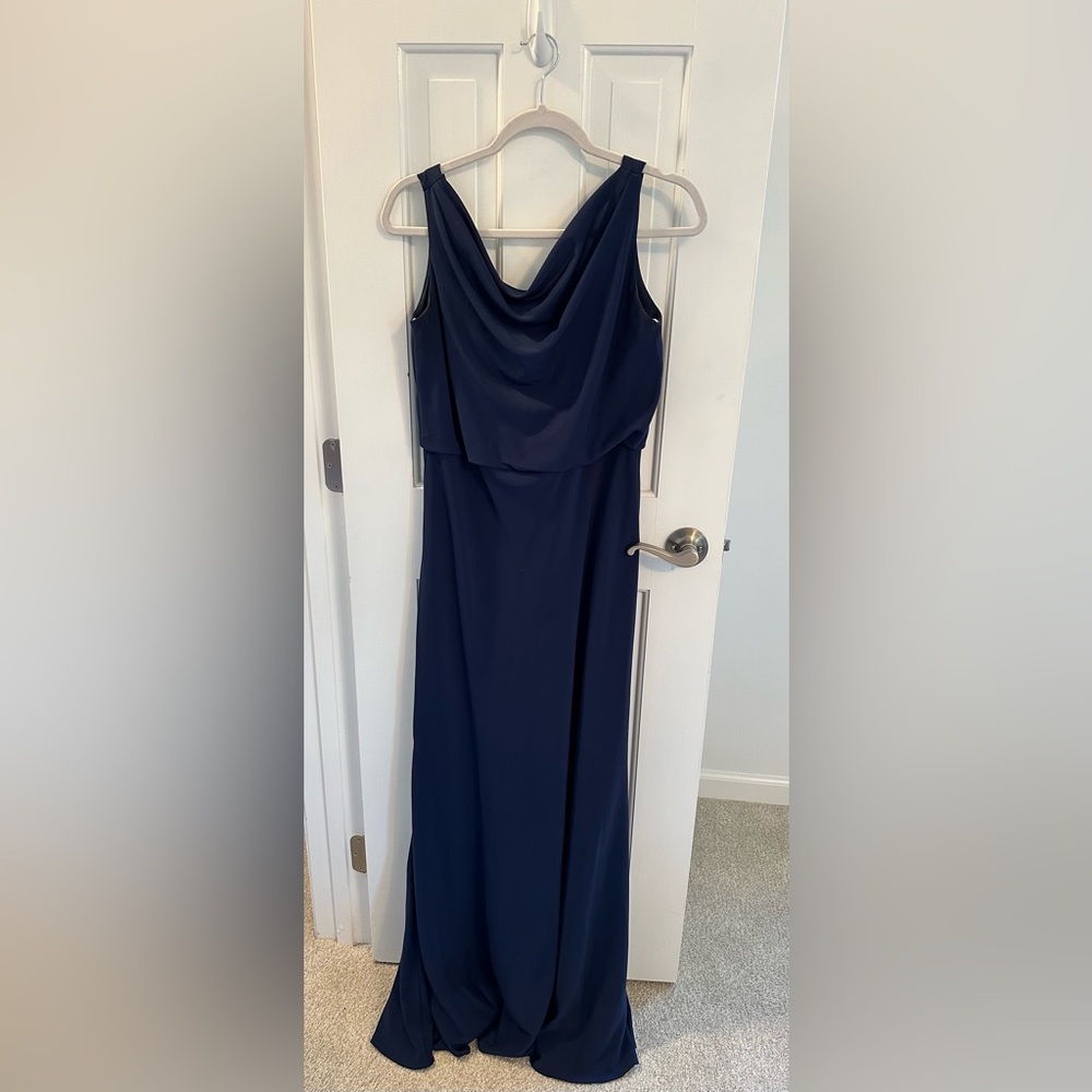 Jenny Yoo Bridesmaid Dress - Style: Madelyn, Fabric: Crepe de Chine; Color: Navy